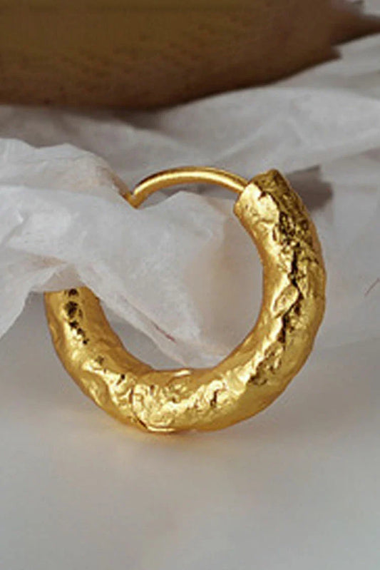 Blumoon - 925 Sterling Silver Matt Hoop - Earrings - Gold
