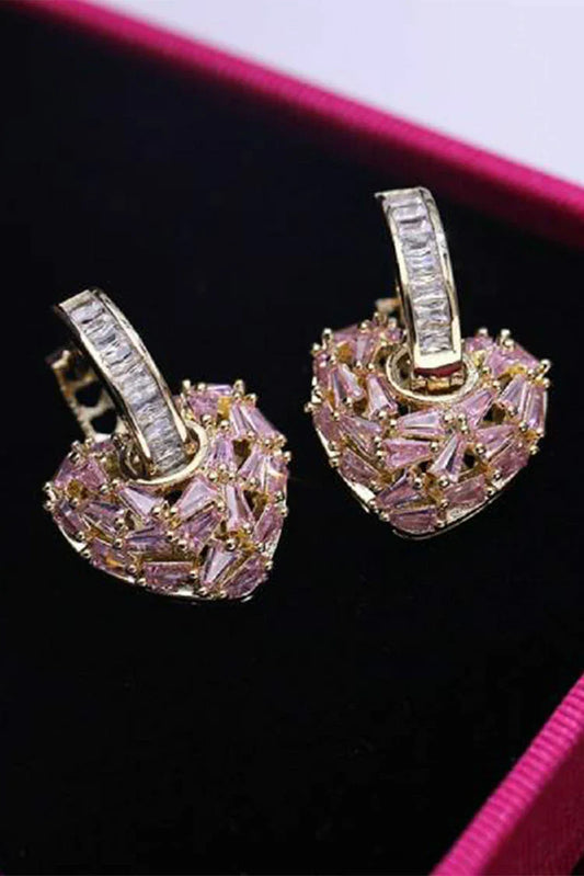 Blumoon - Zircon Heart - Earrings - Pink