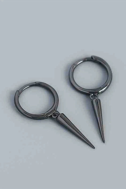 Blumoon - Bold Spike Drop Hoop - Earrings - Black
