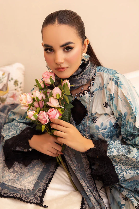 Picture of 3-PC Unstitched Embroidered Chikankari Lawn Suit - Available at Raja Sahib