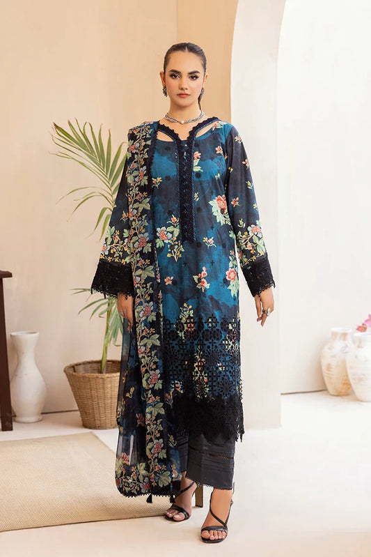 Picture of 3-PC Unstitched Embroidered Chikankari Lawn Suit - Available at Raja Sahib