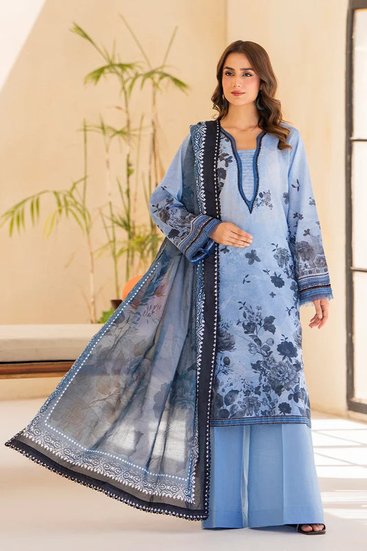 Picture of 3-PC Unstitched Printed Lawn Suit - Available at Raja Sahib