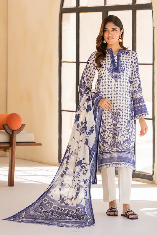 Picture of 3-PC Unstitched Printed Lawn Suit - Available at Raja Sahib