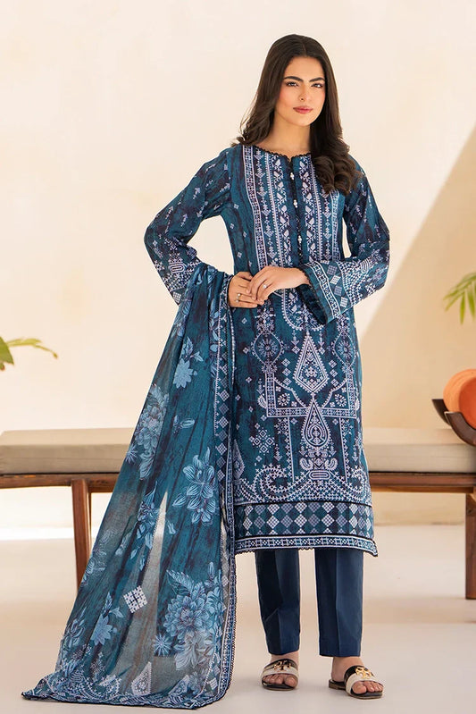 Picture of 3-PC Unstitched Printed Lawn Suit - Available at Raja Sahib