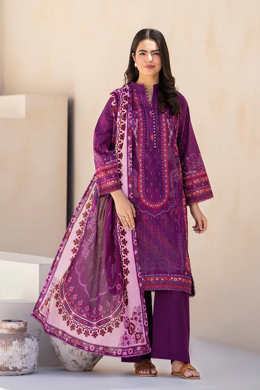 Picture of 3-PC Unstitched Printed Lawn Suit - Available at Raja Sahib