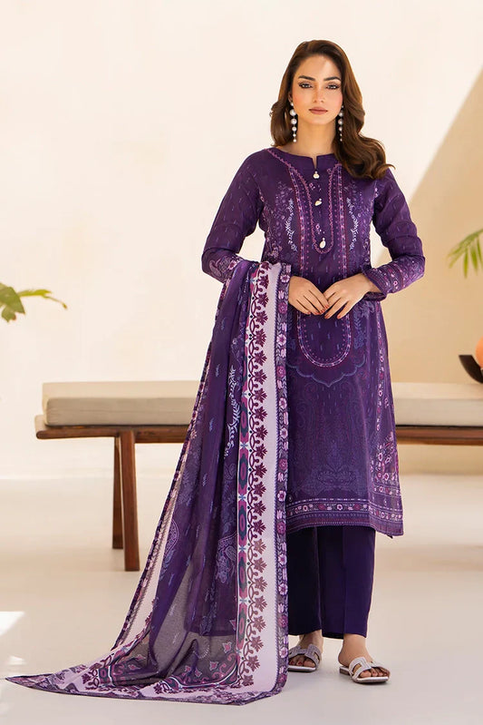 Picture of 3-PC Unstitched Printed Lawn Suit - Available at Raja Sahib