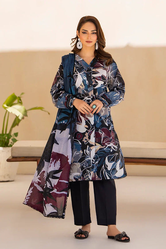 Picture of 3-PC Unstitched Printed Lawn Suit - Available at Raja Sahib