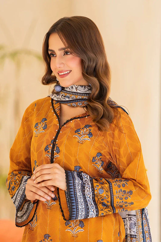 Picture of 3-PC Unstitched Printed Lawn Suit - Available at Raja Sahib