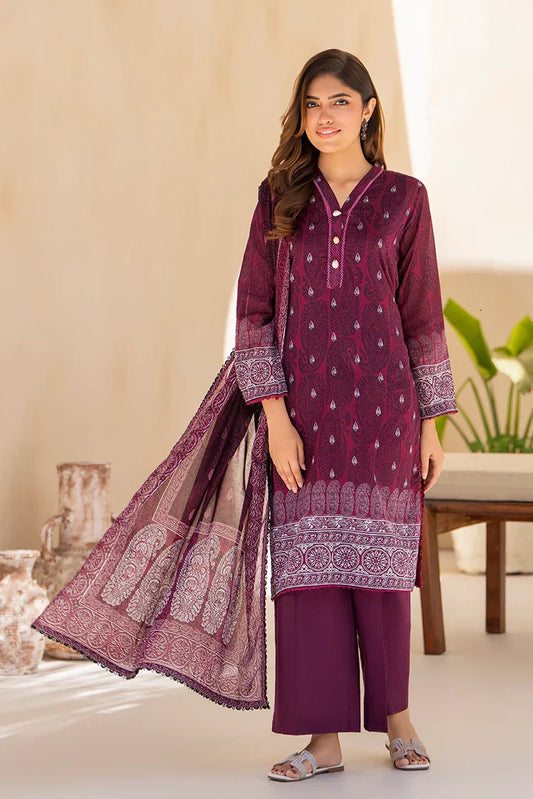 Picture of 3-PC Unstitched Printed Lawn Suit - Available at Raja Sahib