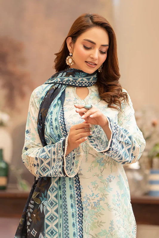 Picture of 3-PC Unstitched Printed Lawn Suit - Available at Raja Sahib