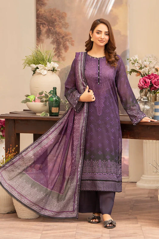Picture of 3-PC Unstitched Printed Lawn Suit - Available at Raja Sahib