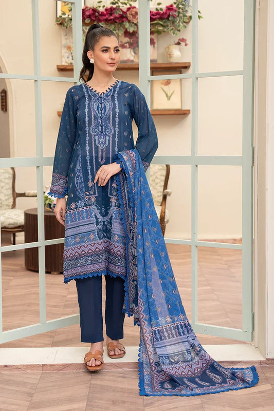 Picture of 3-PC Unstitched Printed Lawn Suit - Available at Raja Sahib