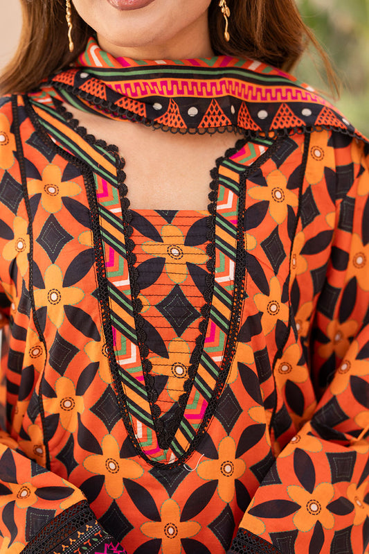 3-PC Unstitched Printed Lawn Suit