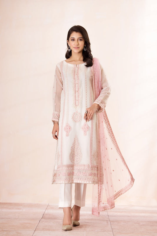Ellena - 3-PC Stitched Embroidered Organza Suit