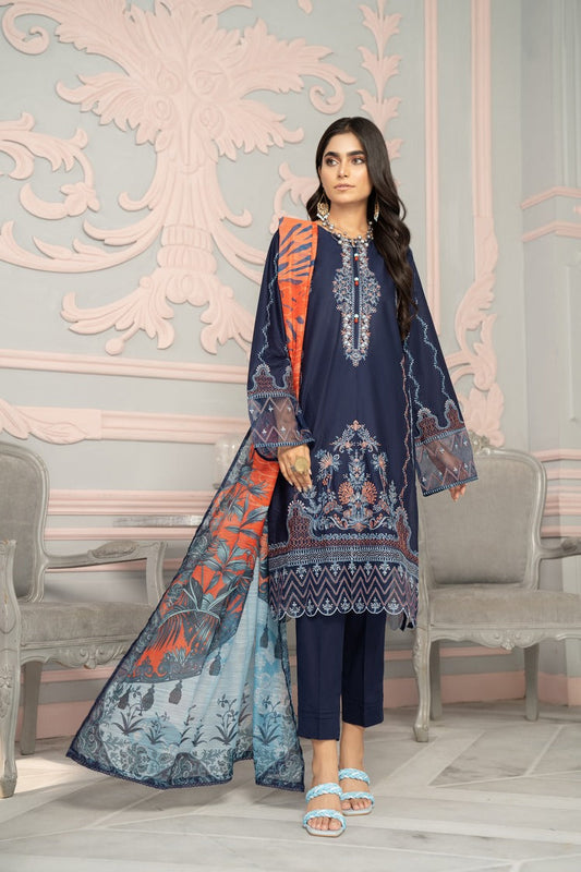 Ellena - 3-PC Stitched Embroidered Cambric Cotton Suit