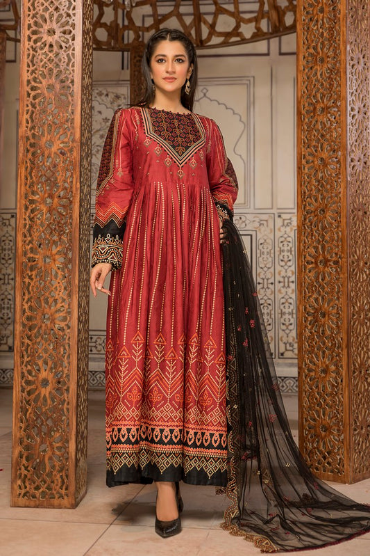 Ellena - 3-PC Stitched Self Jacquard Suit