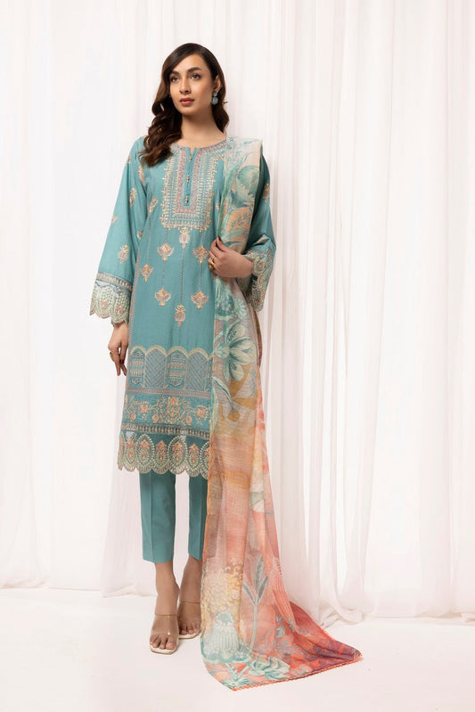 Ellena - 3-PC Stitched Embroidered Cambric Cotton Suit