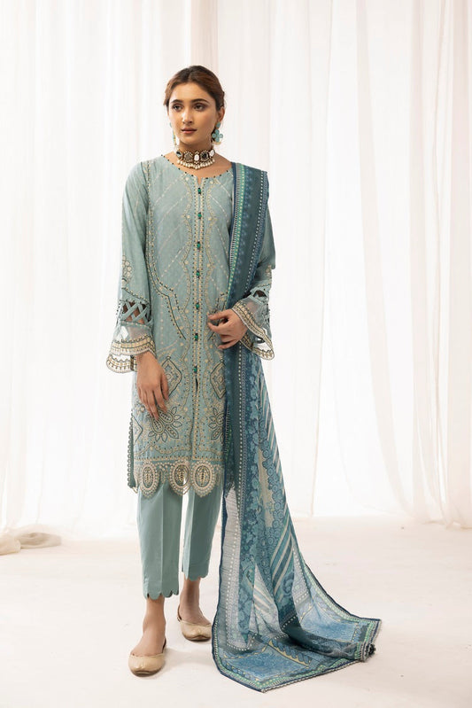 Ellena - 3-PC Stitched Self Jacquard Suit