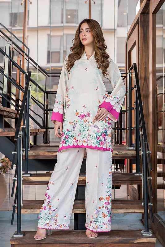 Picture of Floral Blanc Premium Blend Fusion Co-Ords Set - Available at Raja Sahib