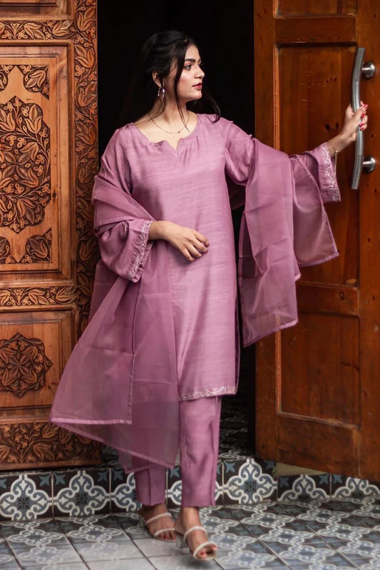 Zauk - Festive Edit - 3 Piece - Lavender