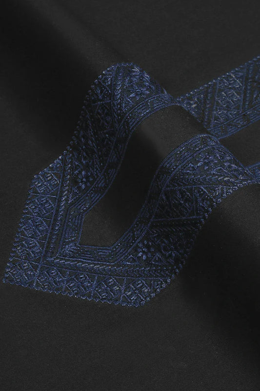 Fabrich - Men's Unstitch Embroidered Kameez Shalwar - Black
