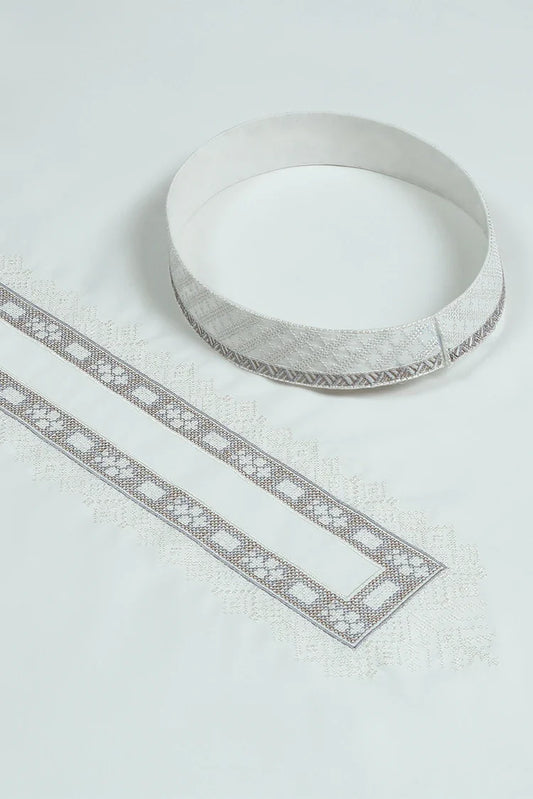 Fabrich - Men's Unstitch Fancy Stitch-Embroidered Kameez Shalwar - Offwhite