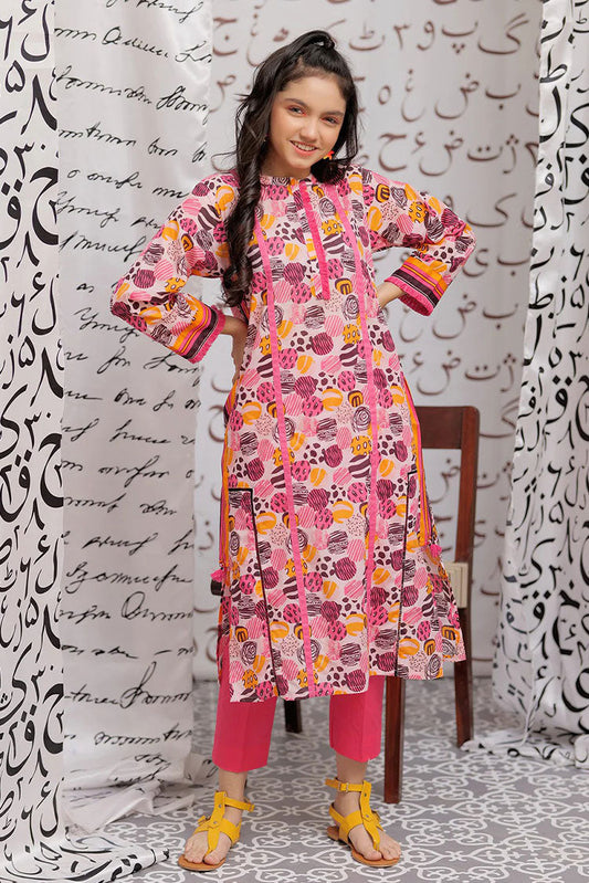 Senorita - GAA-02151 | LIGHT PINK & MULTICOLOR | CASUAL KURTA | COTTON LAWN PRINT