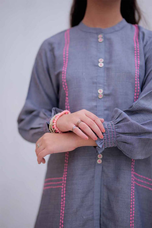 Senorita - GAC-02492 | Blue | Casual 2 Piece Suit | Denim Jacquard