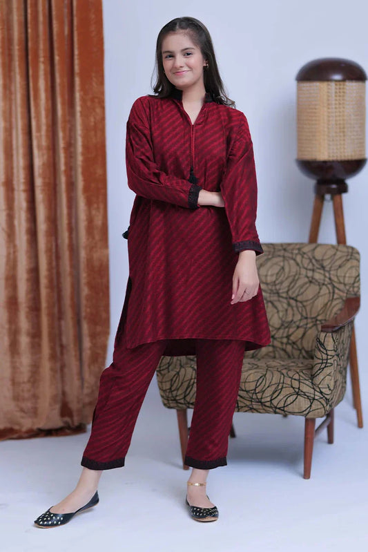 GAC-02772 | Red & Black | Casual 2 Piece Suit | Acrylic Fabric