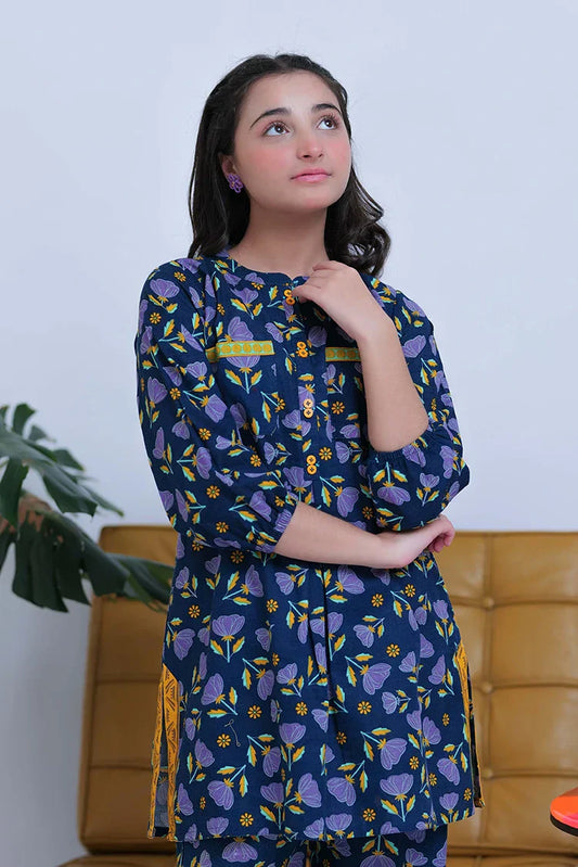 GAC-02805 | Blue & Multicolor | Casual 2 Piece Suit | Cotton Dobby Self