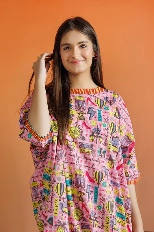 Picture of GAC-03098 | Pink & Multicolor | Casual 2 Piece Suit | Cotton Lawn Printed - Available at Raja Sahib