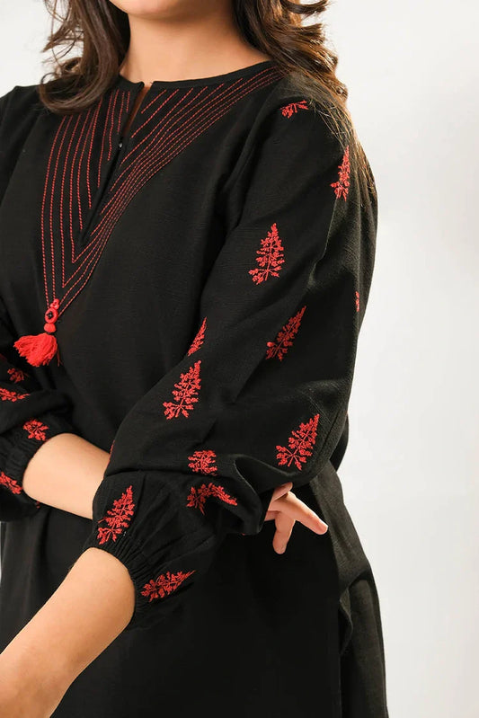 Girls winter clothes | Black | Casual 2 Piece Suit | Cotton Khaddar Dyed | GAC-03179