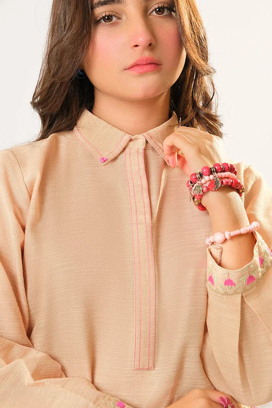 Girls winter clothes | Fawn | Casual 2 Piece Suit | Cotton Khaddar Dyed | GAC-03180