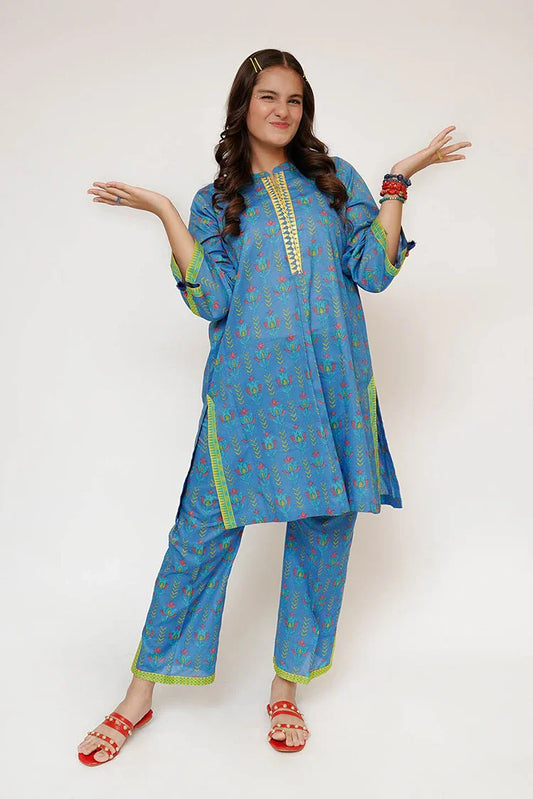 Senorita - Girls Eid Dress - Casual 2 Piece Suit - Cotton Lawn Printed - GAC-03479