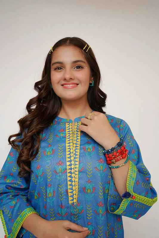 Senorita - Girls Eid Dress - Casual 2 Piece Suit - Cotton Lawn Printed - GAC-03479