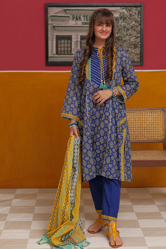 Senorita - GAD-02271 | Blue & Multicolor | Casual 3 Piece Suit | Cotton Lawn Print