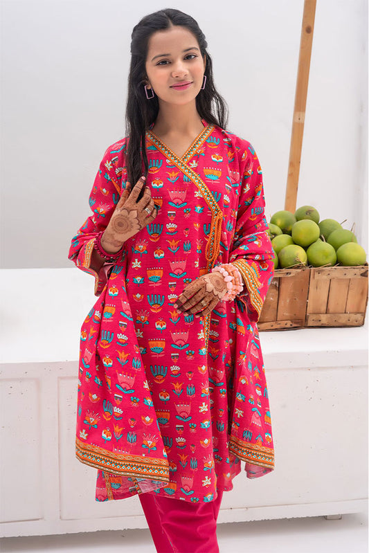 Senorita - GAD-02366 | Shocking Pink & Multicolor | Casual 3 Piece Suit | Cotton Khaddar Printed