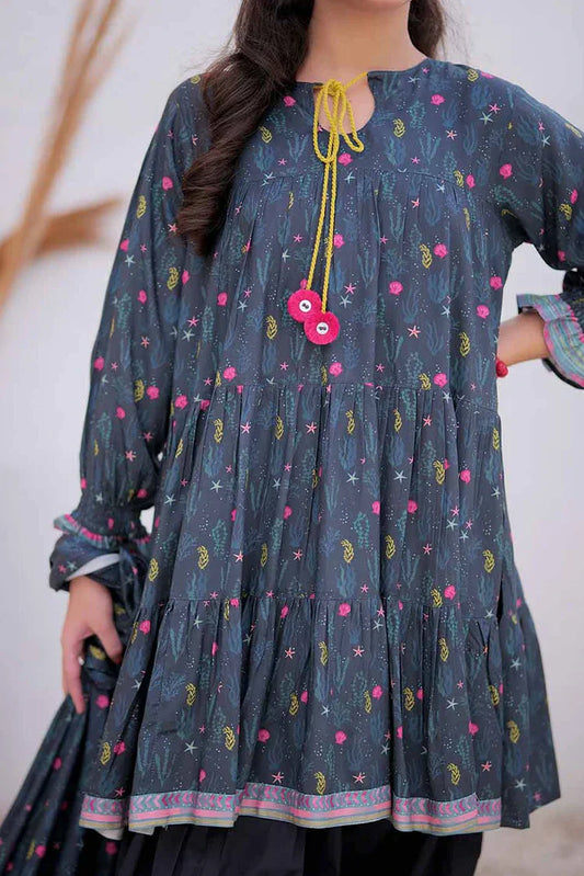GAD-02475 | Dark Grey & Multicolor | Casual 3 Piece Suit | Marina Fabric Printed