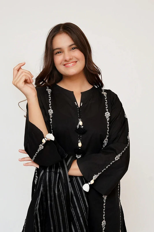 Senorita - Girls Eid Dress - Black - Casual 3 Piece Suit - GAD-03455