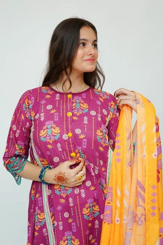 Senorita - Girls Summer Collection - Magenta & Multicolor - Casual 2 Piece Suit - GAD-03528