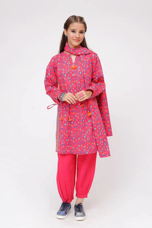 Senorita - Shocking Pink & Multicolor - Casual 3 Piece Suit - GAD-03633