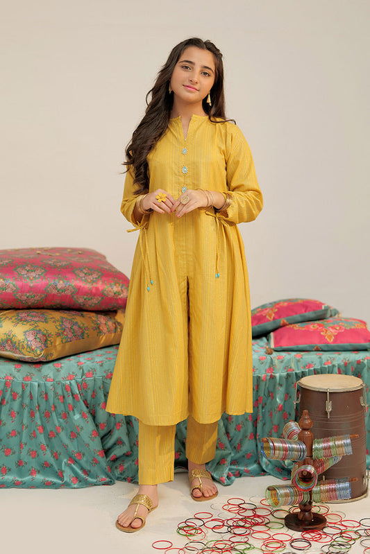 Picture of <!--bhr-->Senorita - GBC-02619 | Yellow & Multicolor | Casual 2 Piece Suit | Cotton Dobby Jacquard - Available at Raja Sahib