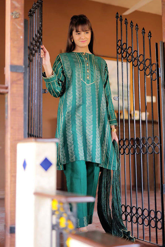 Senorita - GBD-02285 | Green & Gold | Casual 3 Piece Suit | Cotton Jacquard