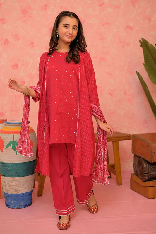 Picture of GBD-02865 | Shocking Pink & Silver | Casual Plus 3 Piece Suit | Cotton Viscose Filament Jacquard - Available at Raja Sahib