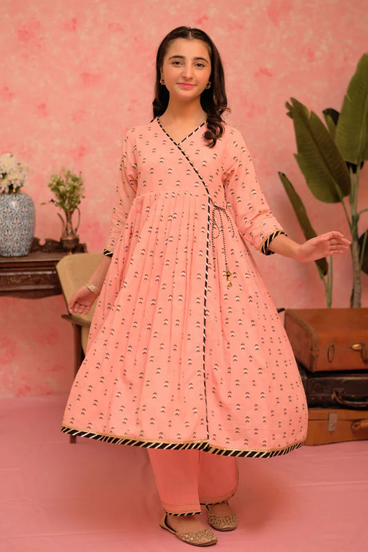 Picture of GBD-02902 | Peach & Multicolor | Casual Plus 3 Piece Suit | Cotton Jacquard - Available at Raja Sahib