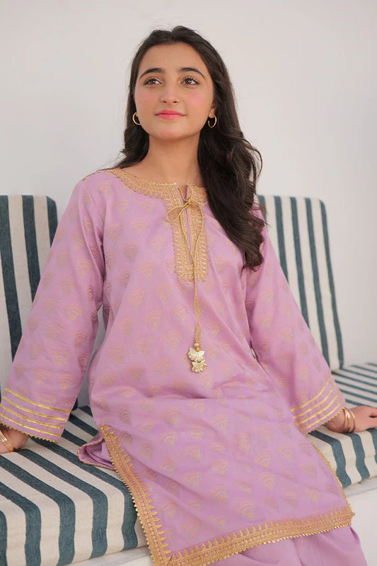 Picture of <!--awm-->GBD-02912 | Purple & Gold | Casual Plus 3 Piece Suit | Cotton Jacquard - Available at Raja Sahib