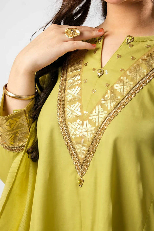 Senorita - Perot Green & Gold - Casual Plus 3 Piece Suit - Cotton Foil Printed - GBD-03399