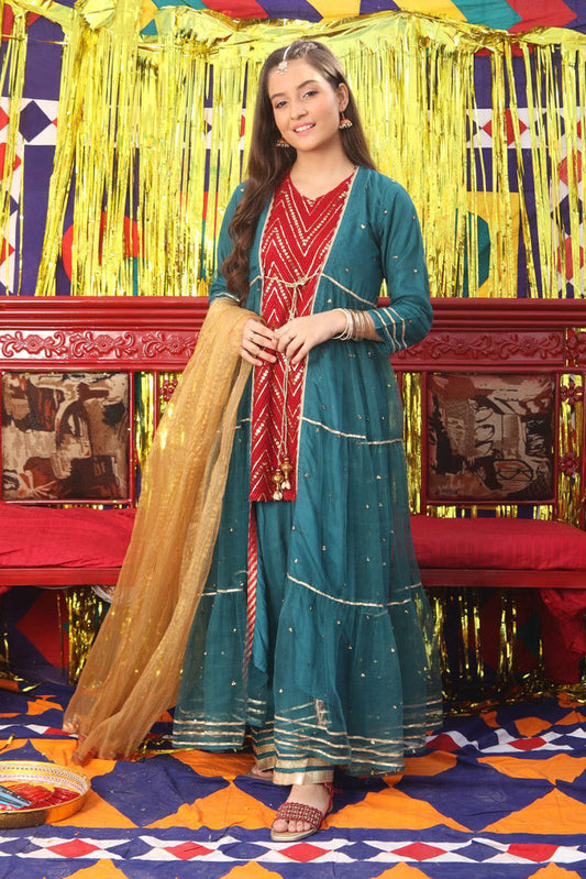 Senorita - GDD-01827 | Maroon & Golden | Formal 3 Piece Suit | Pure Banarsi Organza & Viscose
