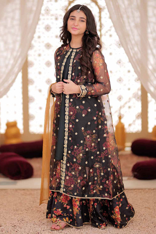 Senorita - GDD-02373 | Brown & Multicolor | Formal 3 Piece Suit | Organza Row Silk Grip