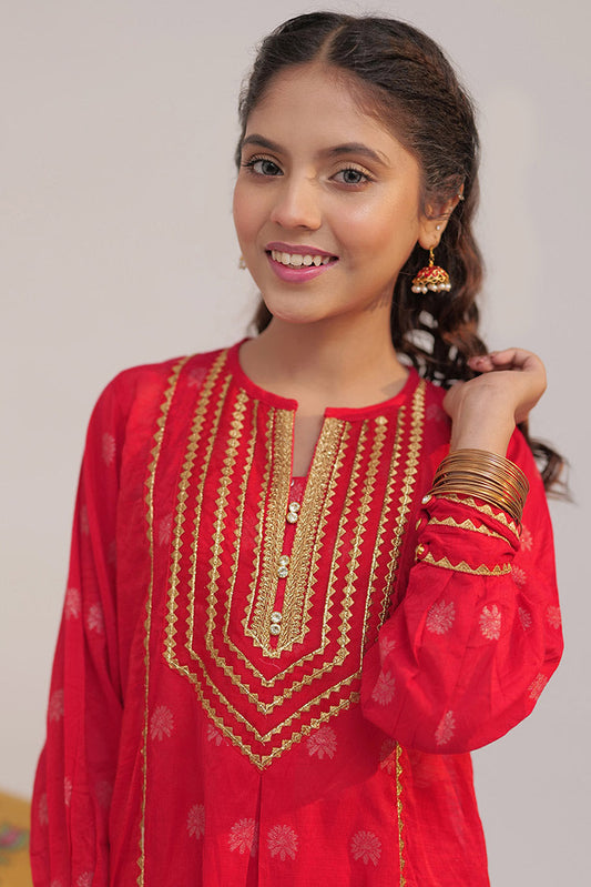 Picture of <!--bhn-->Senorita - GDD-02429 | Red & Gold | Formal 3 Piece Suit | Banarsi Jacquard - Available at Raja Sahib